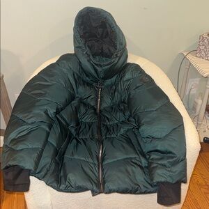 Michael Kors Women's Iridescent Green & Black Puffer Jacket